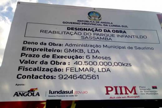 PIIM: Reabilitação de Parque Infantil num bairro periférico de Saurimo custa 40.5 milhões de kwanzas